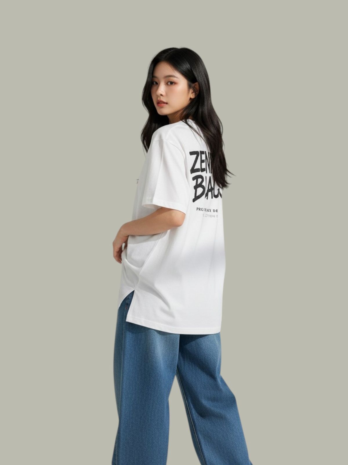 지블랙(ZBLACK) 제니스 블랙 오리지널 빅로고 오버핏 반팔(WHITE)