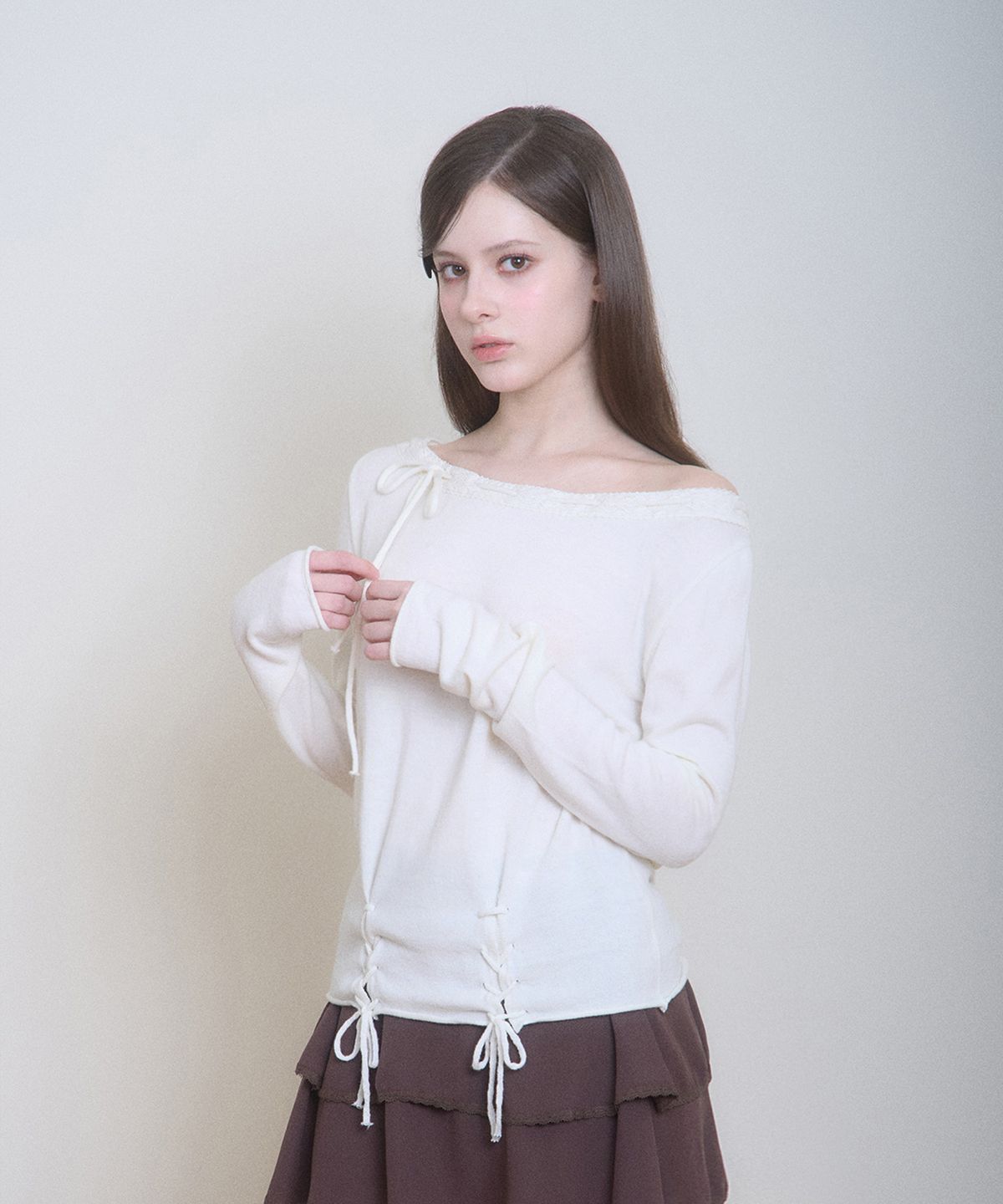 벨리아르(BELLIALEU) RIBONNETE KNIT IVORY