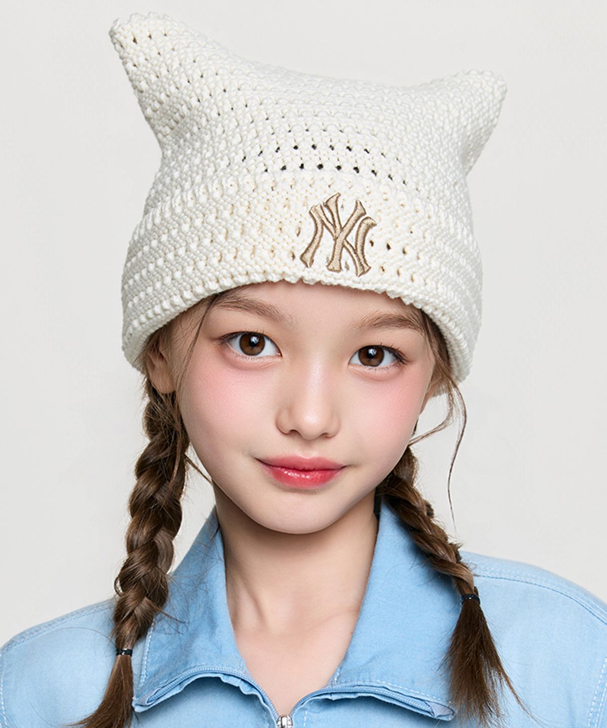 엠엘비 키즈(MLB KIDS) 미야옹 크로셰 비니 NY (Cream)