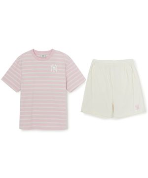 스트릿 베이직 스트라이프 아트웍 티셔츠세트 NY (L.Pink)