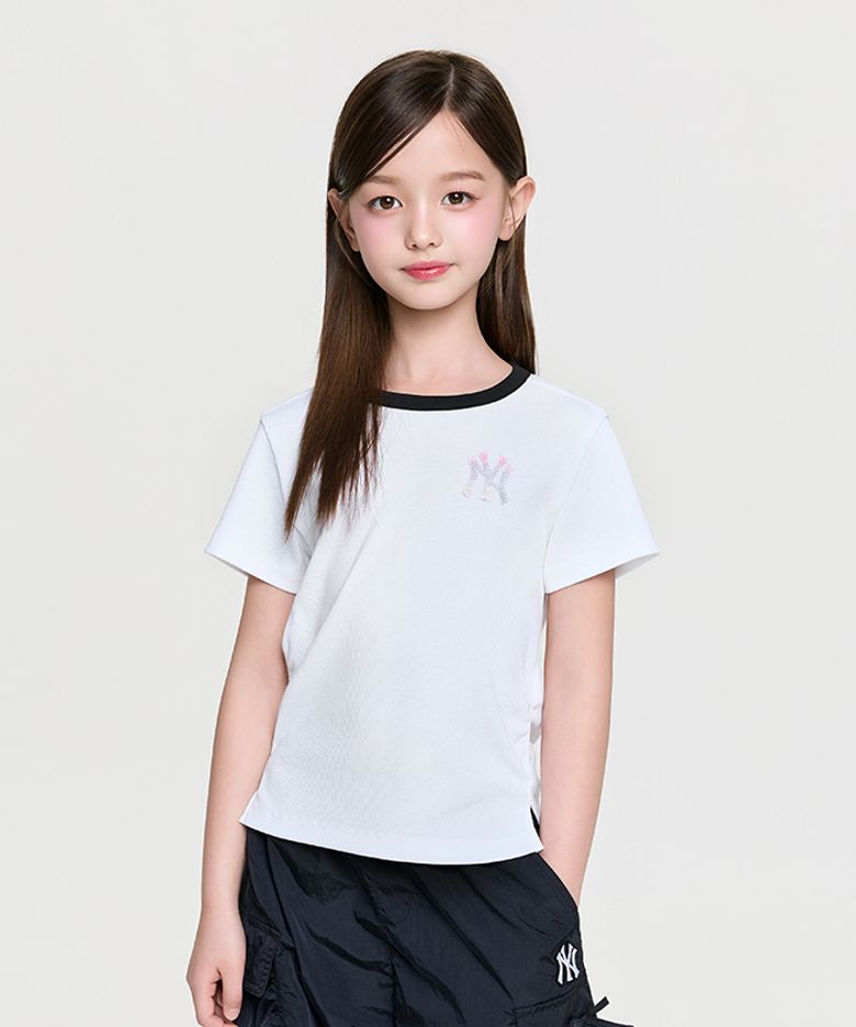 걸즈 스포티브 베이직 여아 로고 링거티셔츠 NY (White)