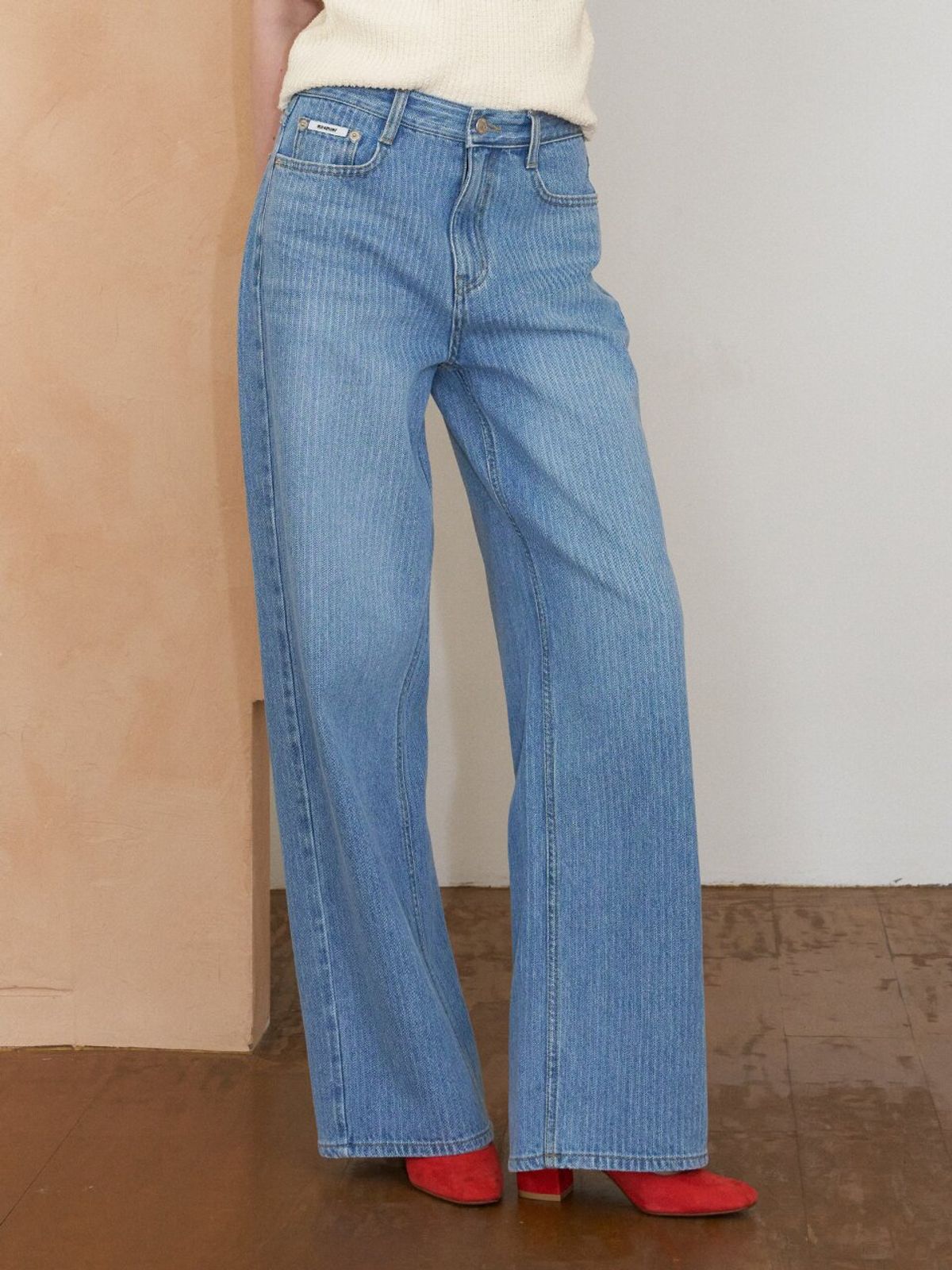 뮈뮈에르(MUEMUER) Semi Wide Stripe Denim Pants MU2611DN104M