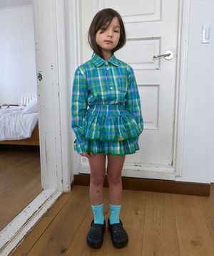 5111. 해리 체크 스커트 _ 그린 블루
