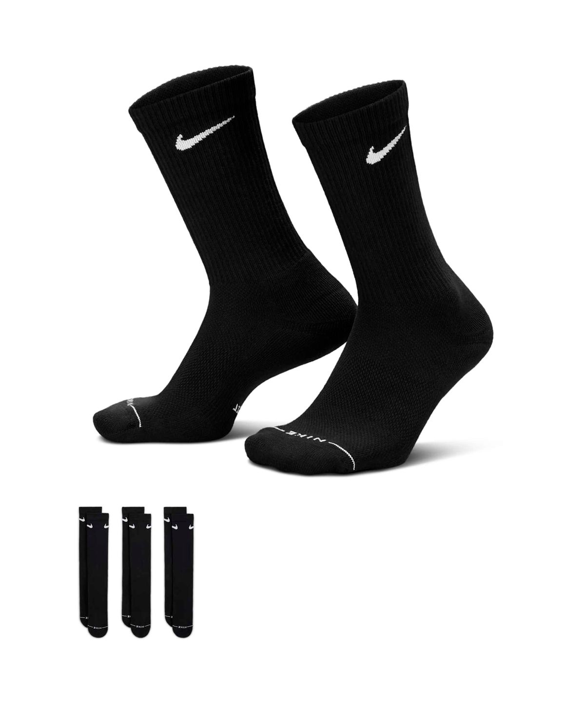 나이키(NIKE) 에브리데이 엘리베이티드 크루 삭스(3켤레) - 블랙 / HQ4335-902