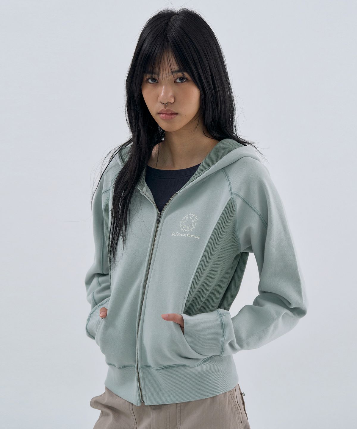 웰빙익스프레스(WELLBEING EXPRESS) Waffle Hoodie Mint