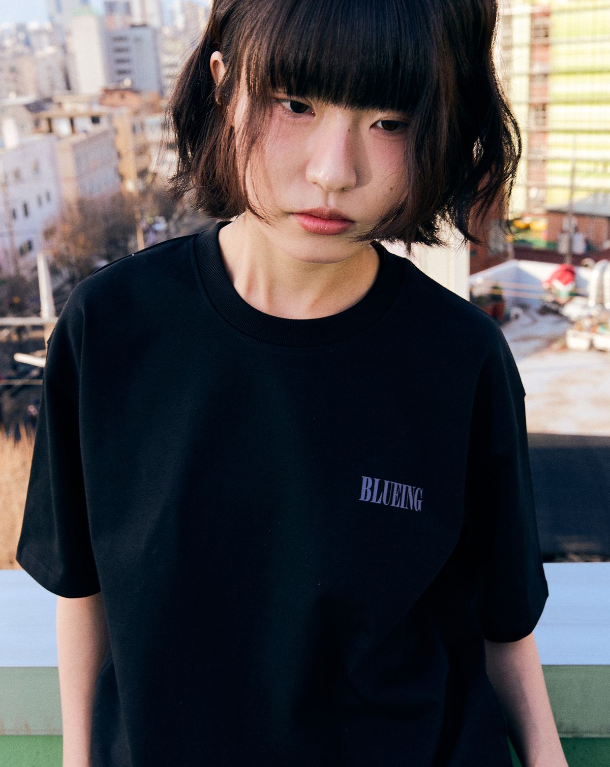 블루잉(BLUEING) BLUEING WHALE GRAPHIC LOGO TEE [BLACK]