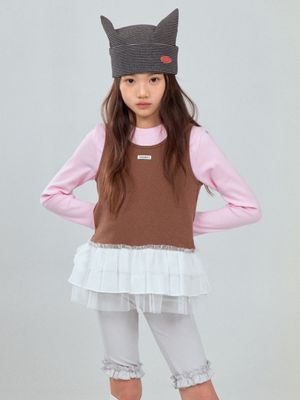 LAYERED TIERED SLEEVELESS TOP_BROWN