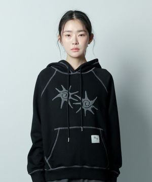 코틴 부클 스티치 후드 티