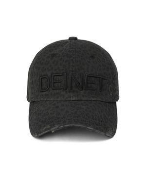 LEOPARD DAMAGED WASHING BALL CAP IN CHARCOAL