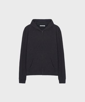 HAND-STITCHED SLIM HOODED ZIP-UP OXIDE CHARCOAL