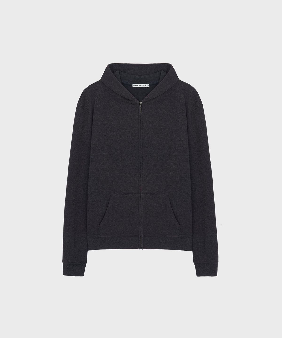 서피스에디션(SURFACE EDITION) HAND-STITCHED SLIM HOODED ZIP-UP OXIDE CHARCOAL