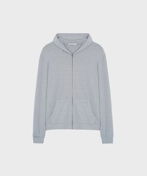 HAND-STITCHED SLIM HOODED ZIP-UP GRAY