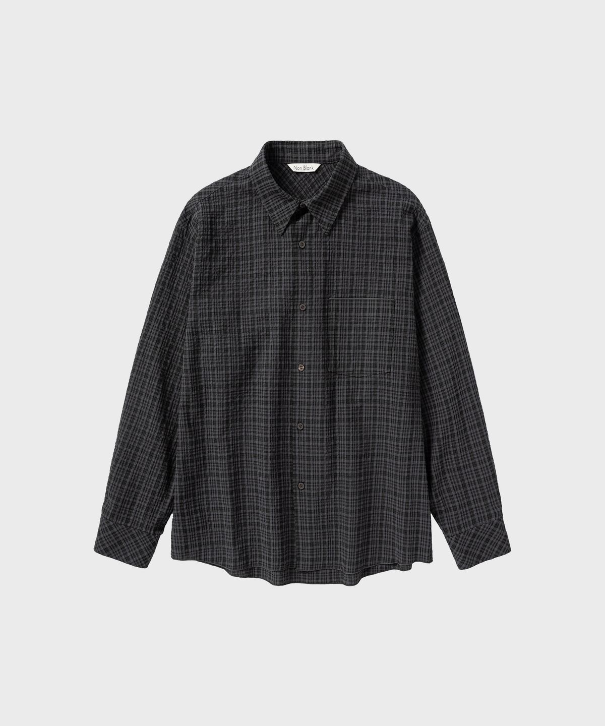 넌블랭크(NONBLANK) 블렌디드 체크 LS 셔츠_GREY