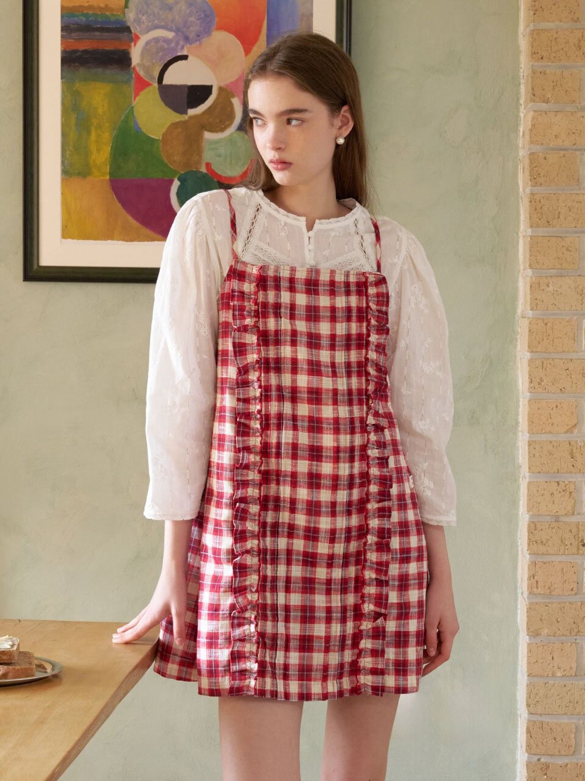 뮈뮈에르(MUEMUER) Frill Point Check Dress MU2611OP101M