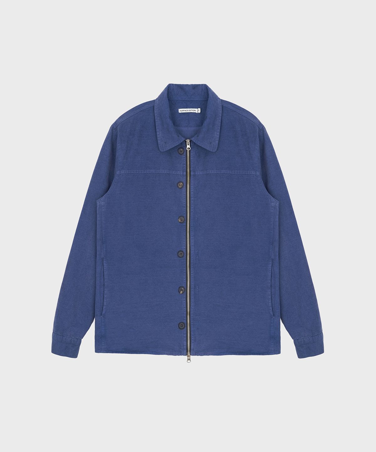 서피스에디션(SURFACE EDITION) DYED BUTTON SHIRT JACKET FRENCH BLUE