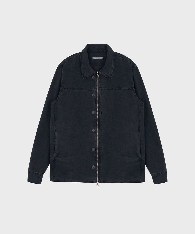 DYED BUTTON SHIRT JACKET BLACK