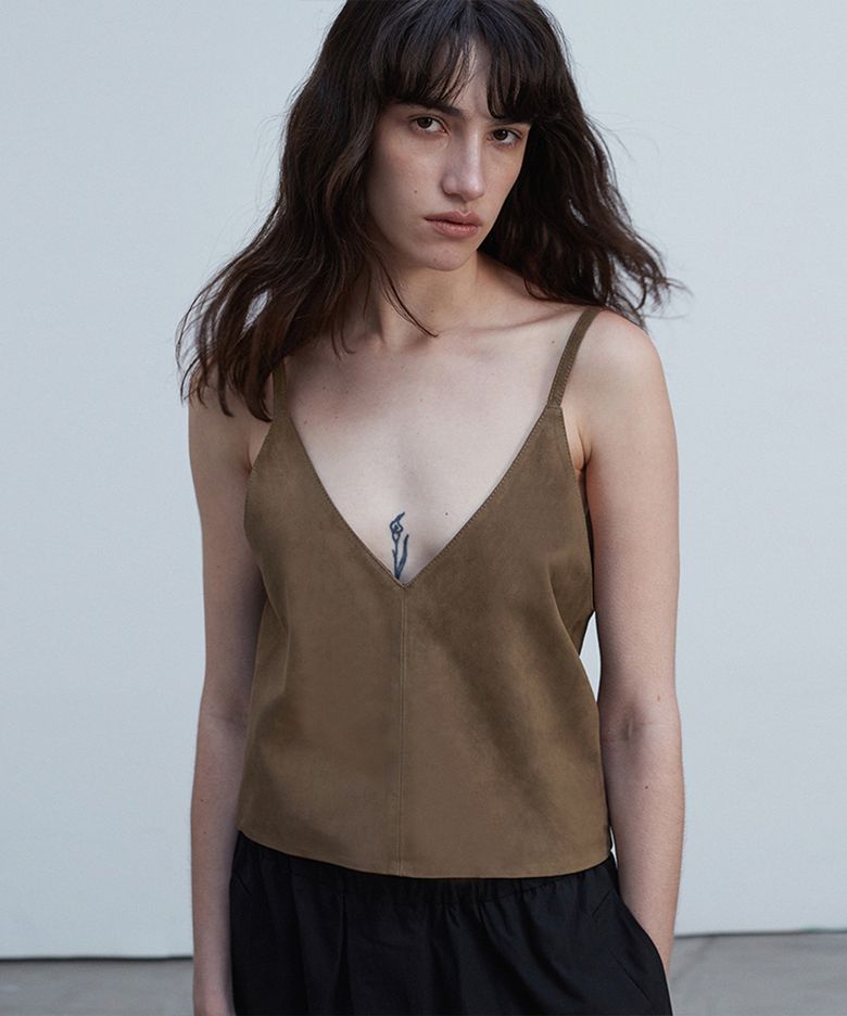 Suede V-Neck Bustier Top