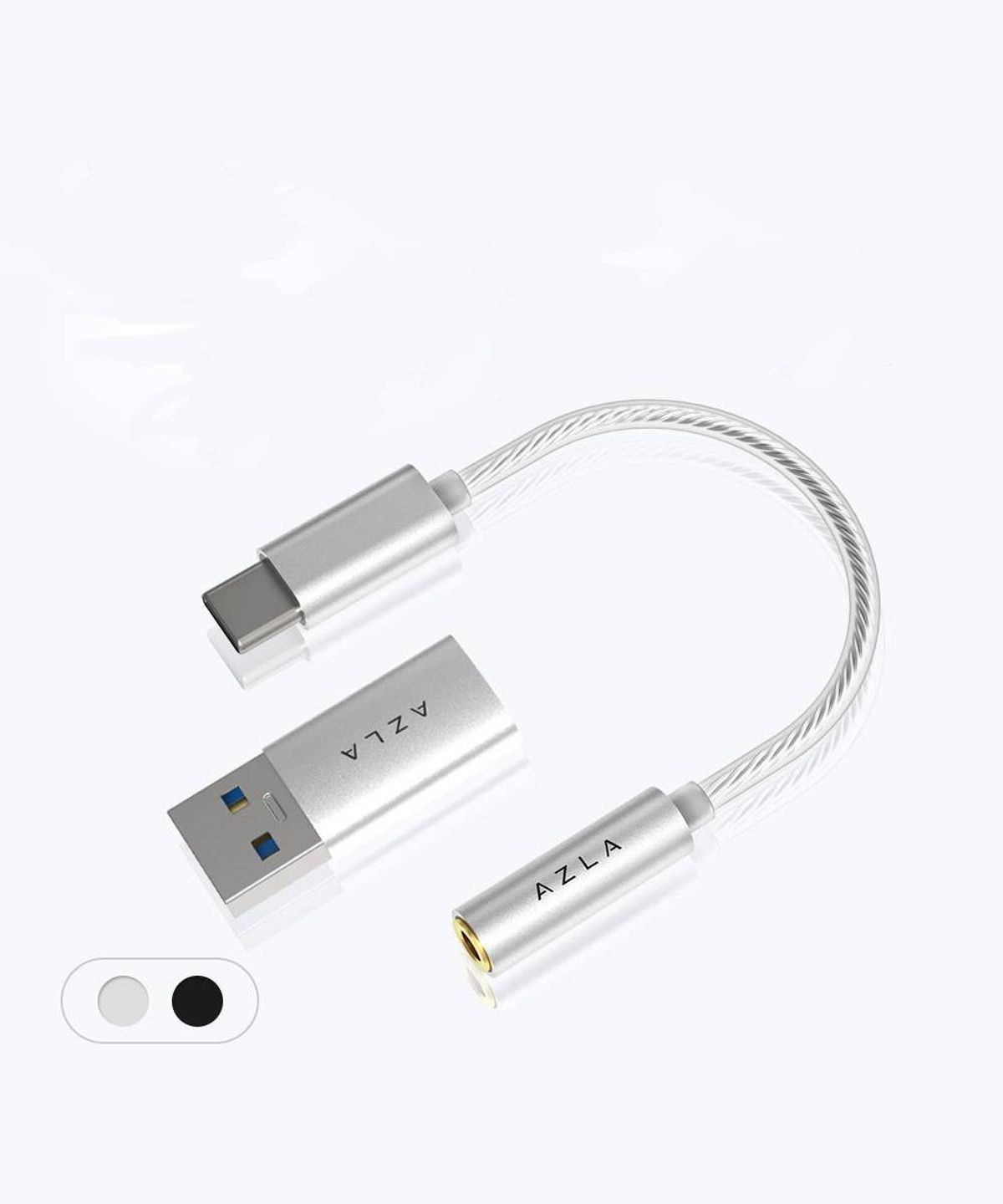 아즈라(AZLA) A100 갤럭시 이어폰잭 케이블/ USB C타입 DAC 3.5 변환 젠더 오디오 실버