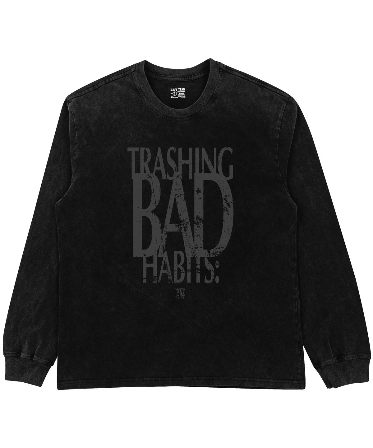네이비팀(NAVYTEAM) TRASHING BAD HABITS 피그먼트 다잉 롱 티셔츠