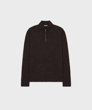LIGHTWEIGHT WOOL HALF ZIP-UP BROWN