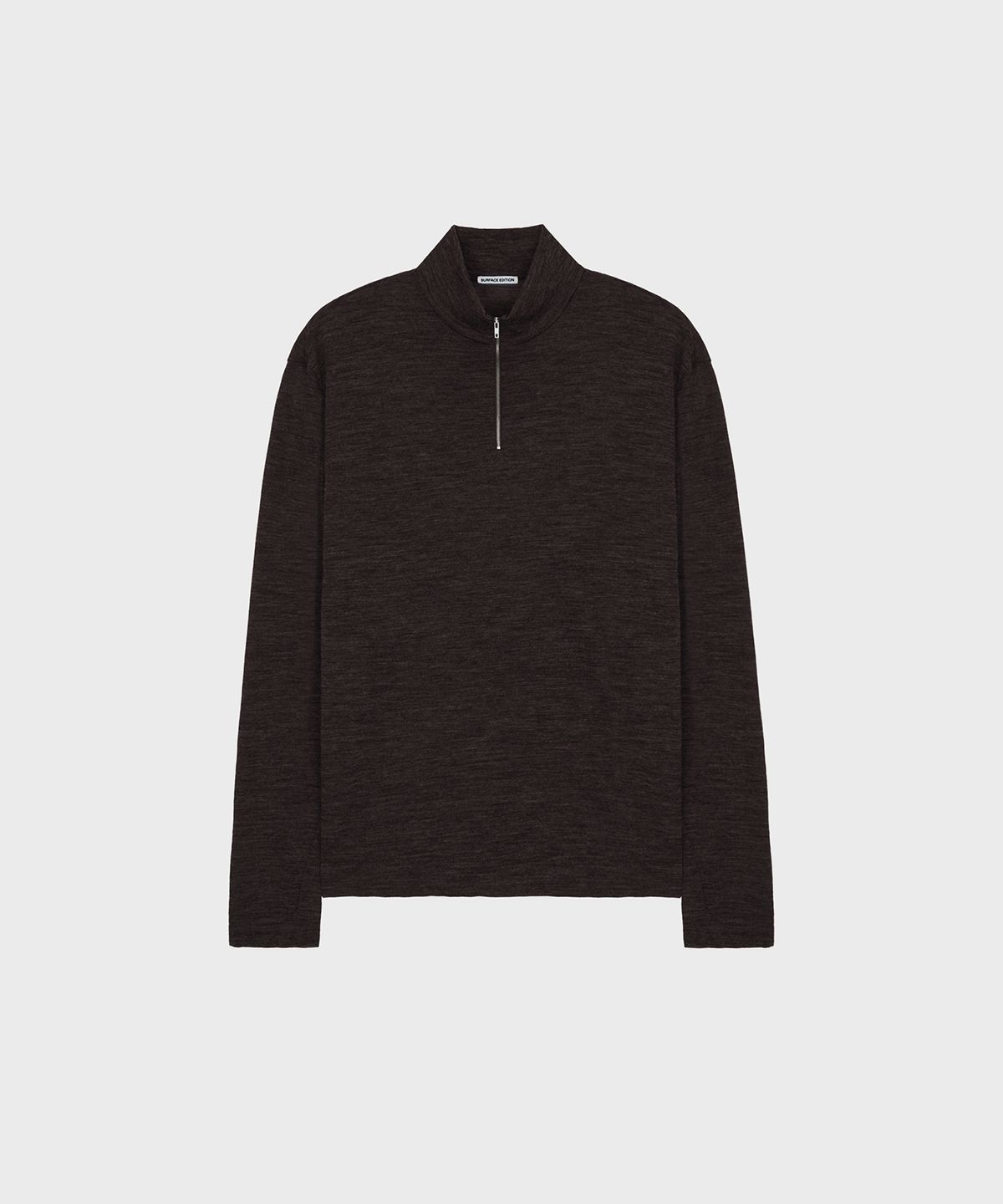 서피스에디션(SURFACE EDITION) LIGHTWEIGHT WOOL HALF ZIP-UP BROWN