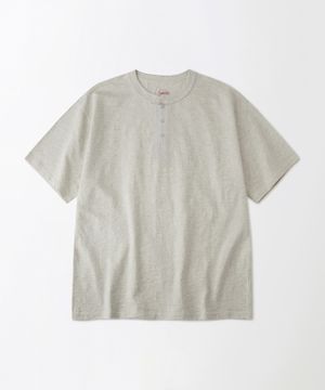 VINTAGE HENLEY NECK HALF SLEEVE TEE_1%OATMEAL