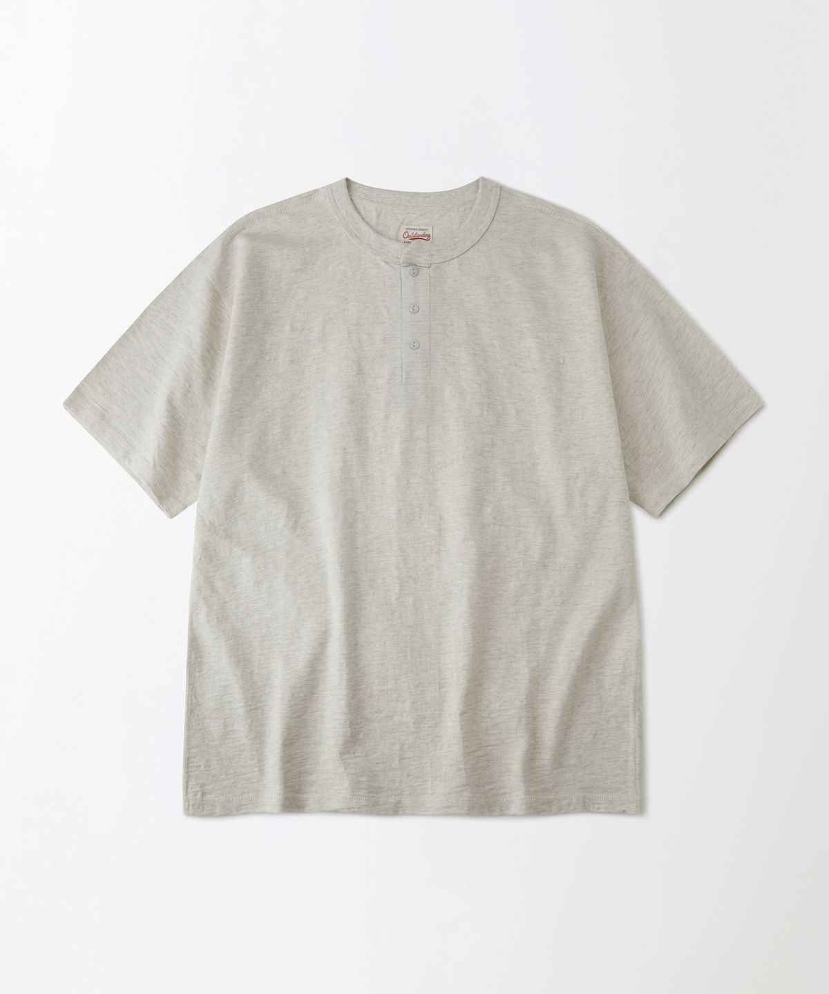 아웃스탠딩(OUTSTANDING) VINTAGE HENLEY NECK HALF SLEEVE TEE_1%OATMEAL