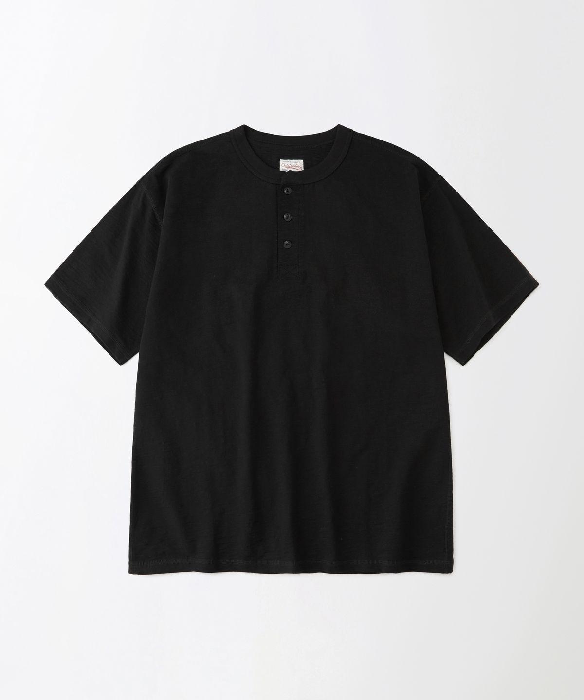아웃스탠딩(OUTSTANDING) VINTAGE HENLEY NECK HALF SLEEVE TEE_BLACK