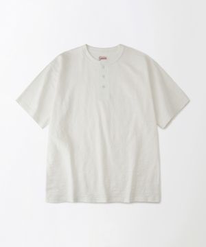 VINTAGE HENLEY NECK HALF SLEEVE TEE_OFF WHITE