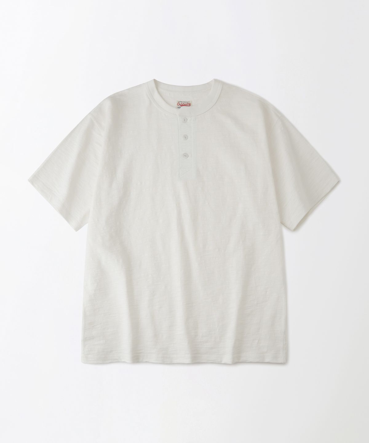 아웃스탠딩(OUTSTANDING) VINTAGE HENLEY NECK HALF SLEEVE TEE_OFF WHITE