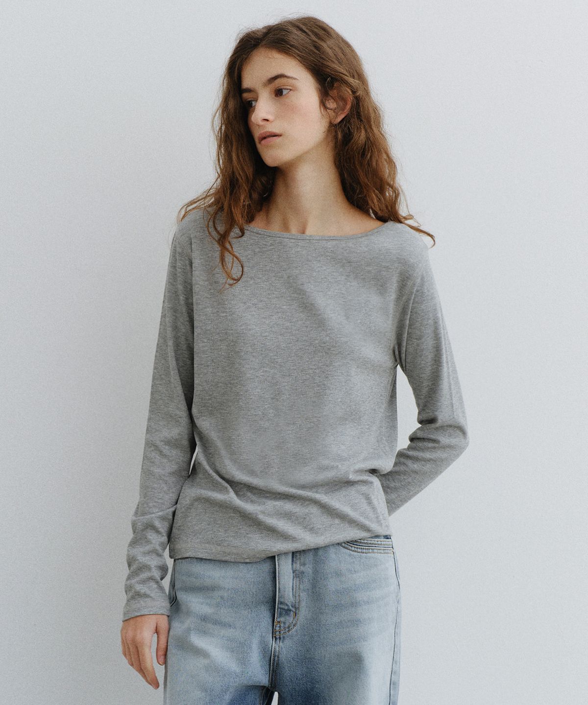 유라고(URAGO) Ribbed boatneck t-shirt