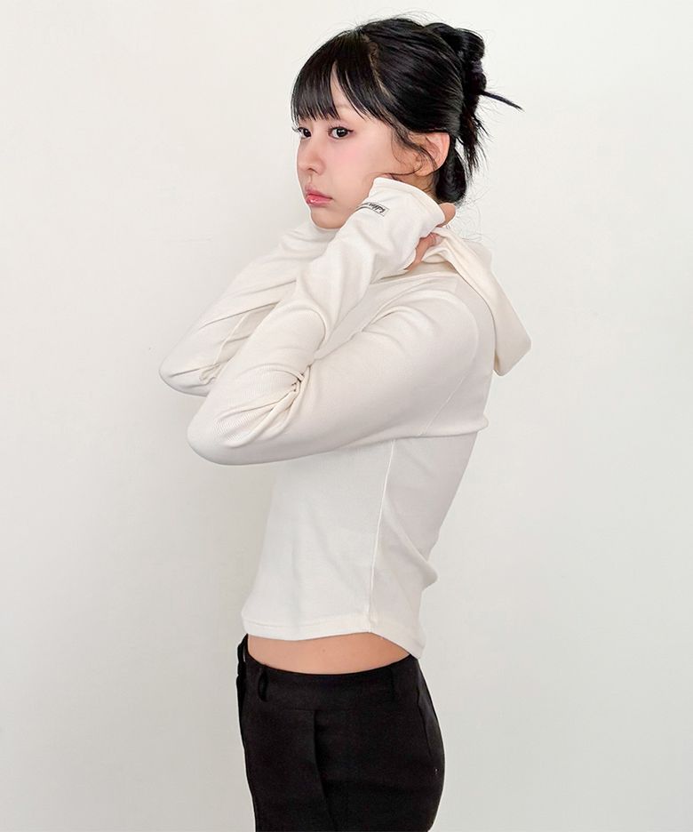 무지 핑거홀 슬림핏 후드티 BK4301 (4COLOR)