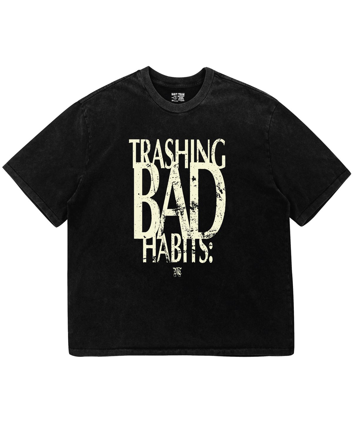 네이비팀(NAVYTEAM) TRASHING BAD HABITS 피그먼트 다잉 반팔 티셔츠