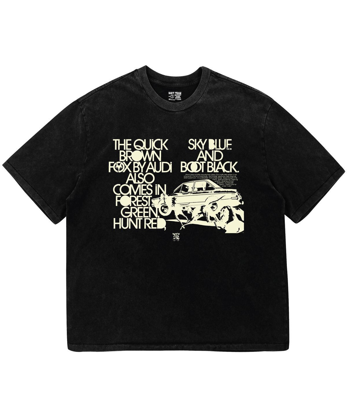 네이비팀(NAVYTEAM) SKY BLUE AND BOOT BLACK 피그먼트 다잉 반팔 티셔츠