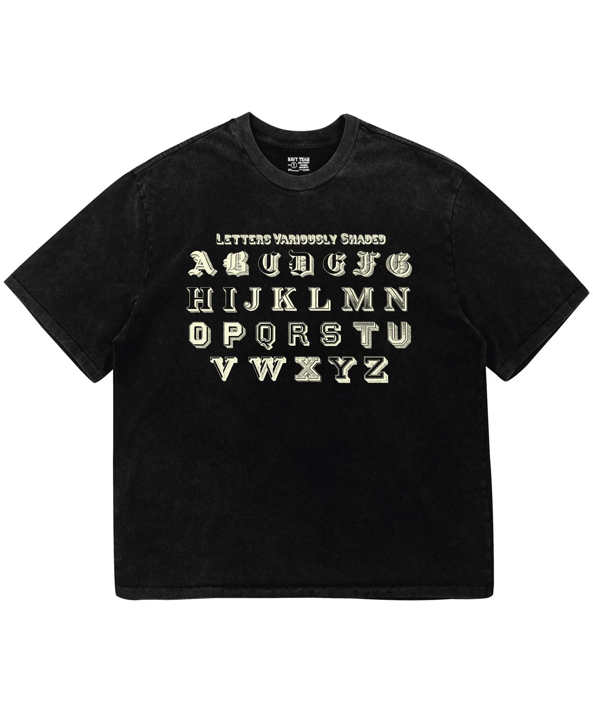 네이비팀(NAVYTEAM) LETTERS VARIOUSLY SHADED 피그먼트 다잉 반팔 티셔츠