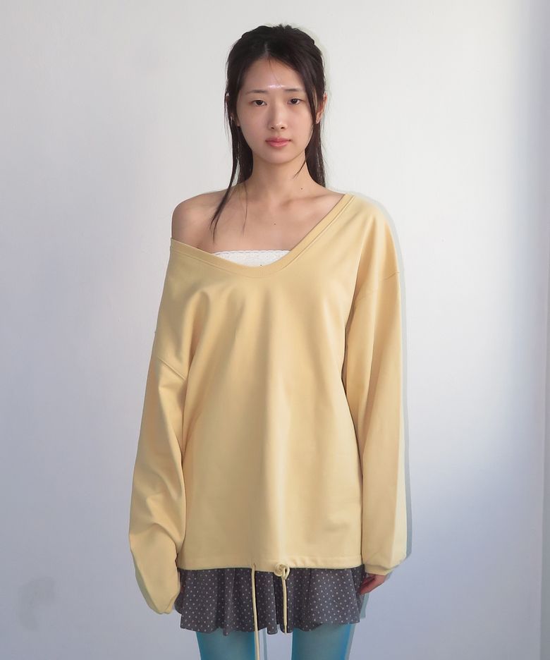 Deep V-Neck Tee, Mustard