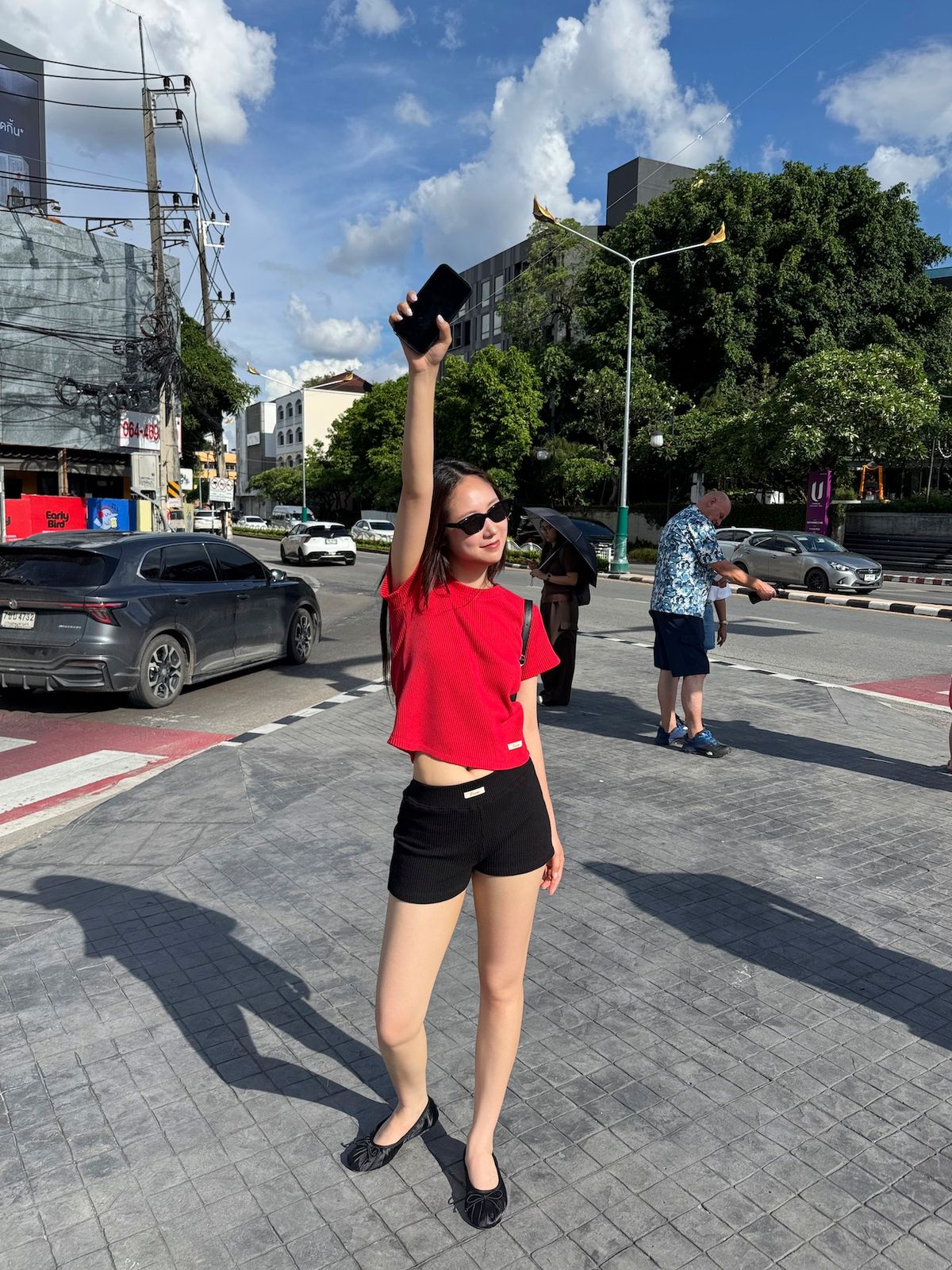 디어시스(Dearsis) Waffle Semi Cropped Tee (Red)