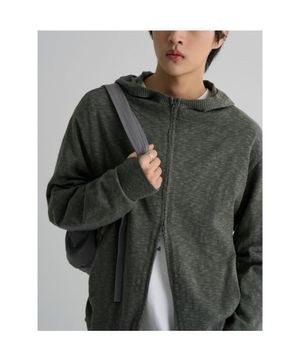 라이트 후드 집업 카디건  카키