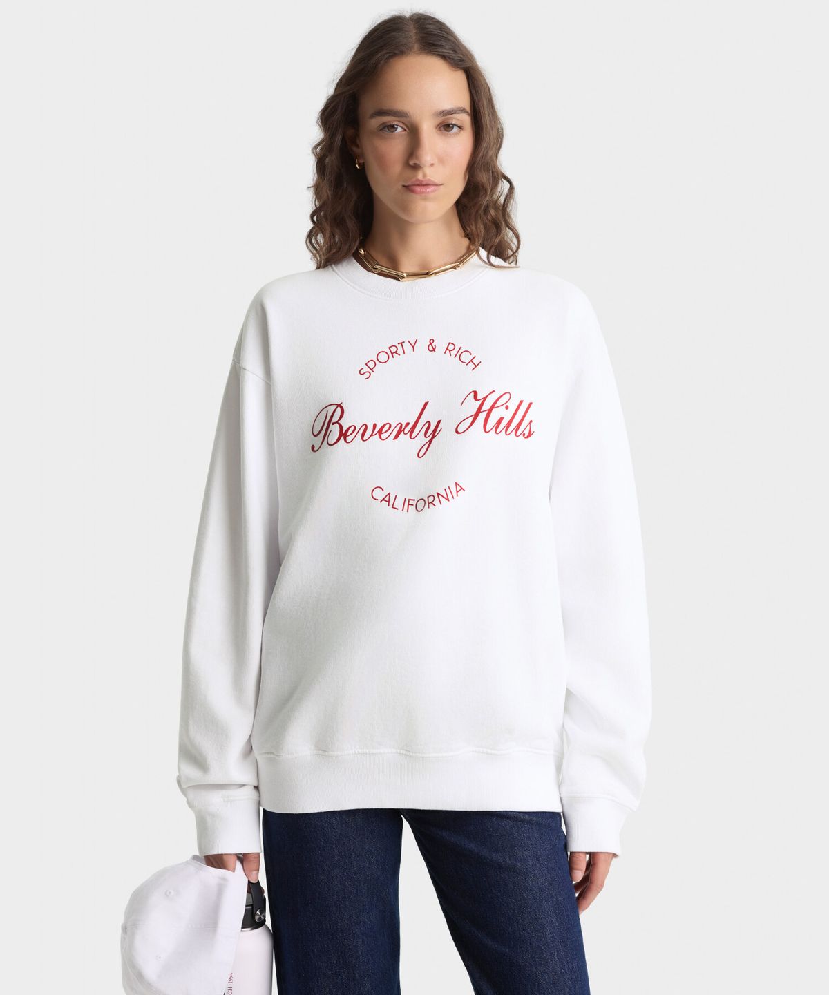 스포티앤리치(SPORTY&RICH) 베벌리 스크립트 크루넥 남여공용 R265AUW109