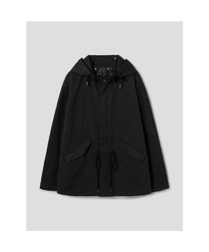 베스트 디테쳐블 피시테일 후드 숏 재킷  블랙