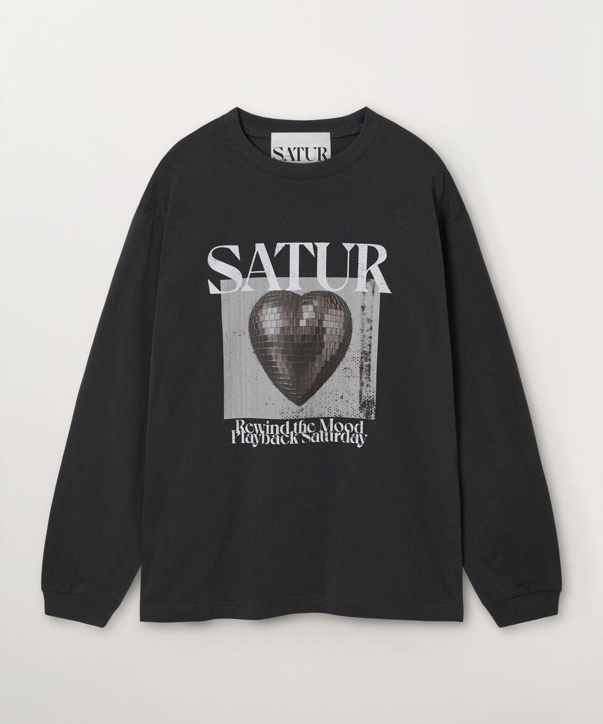 세터(SATUR) 미러볼 그래픽 롱 슬리브 차콜