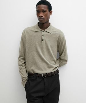 코튼 니트 폴로 스웨터