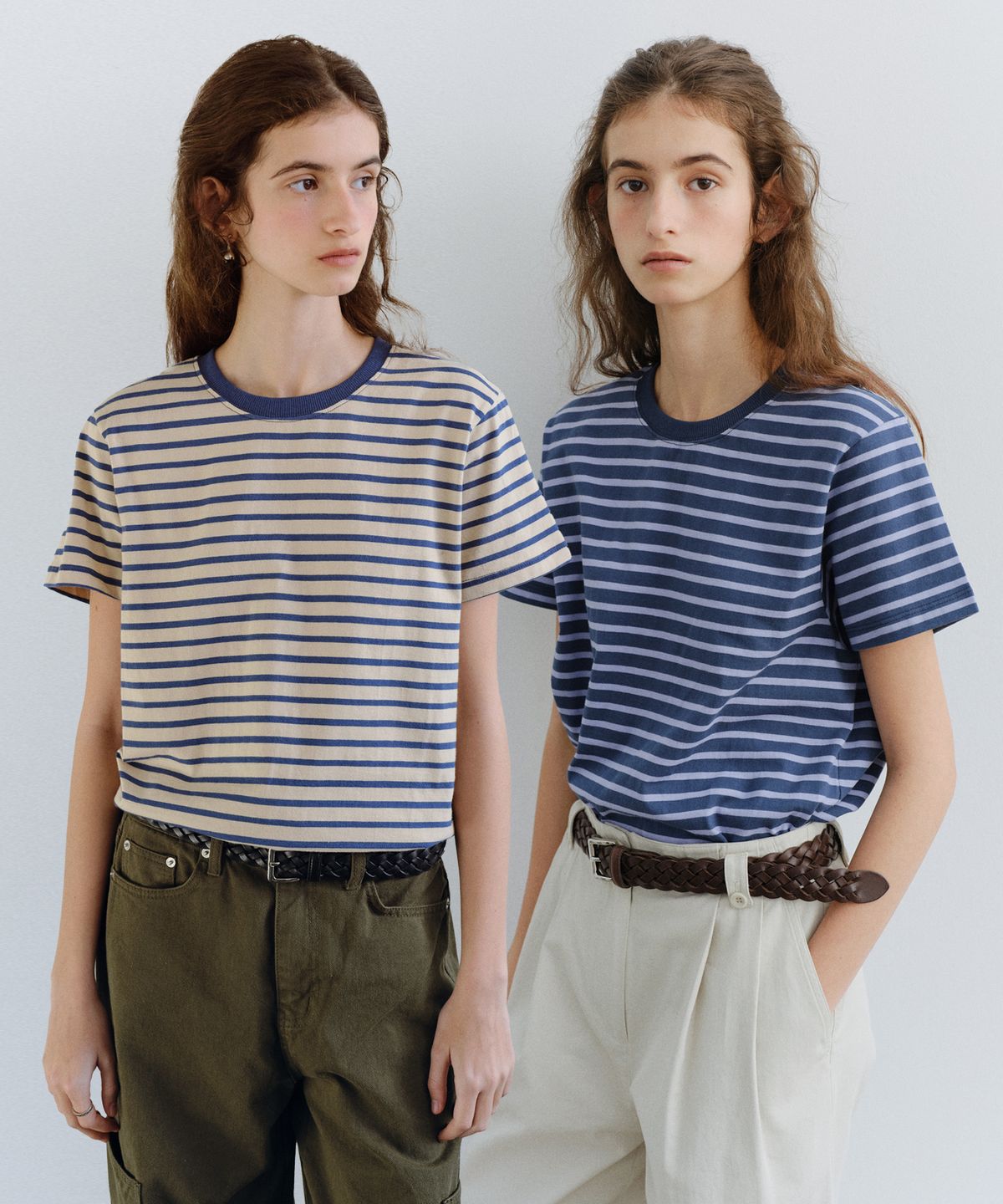 유라고(URAGO) [2PACK] Stripe half t-shirt