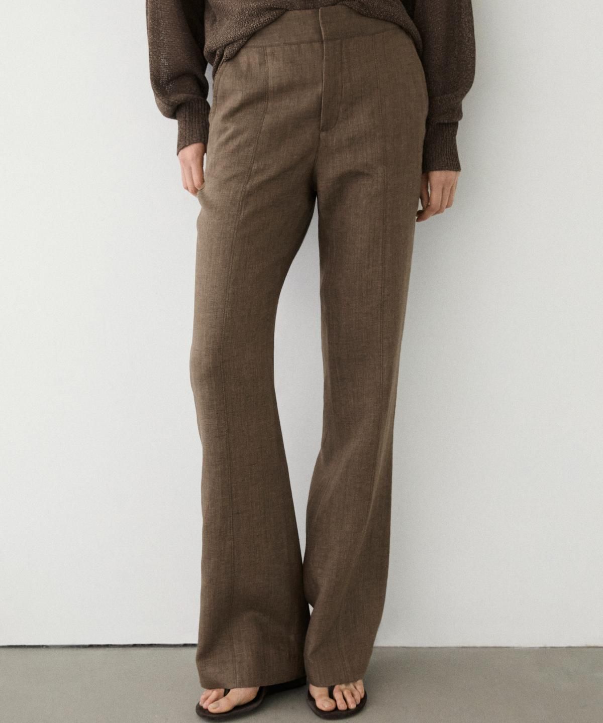마시모두띠(MASSIMO DUTTI) 100% 린넨 킥 벨보텀 팬츠
