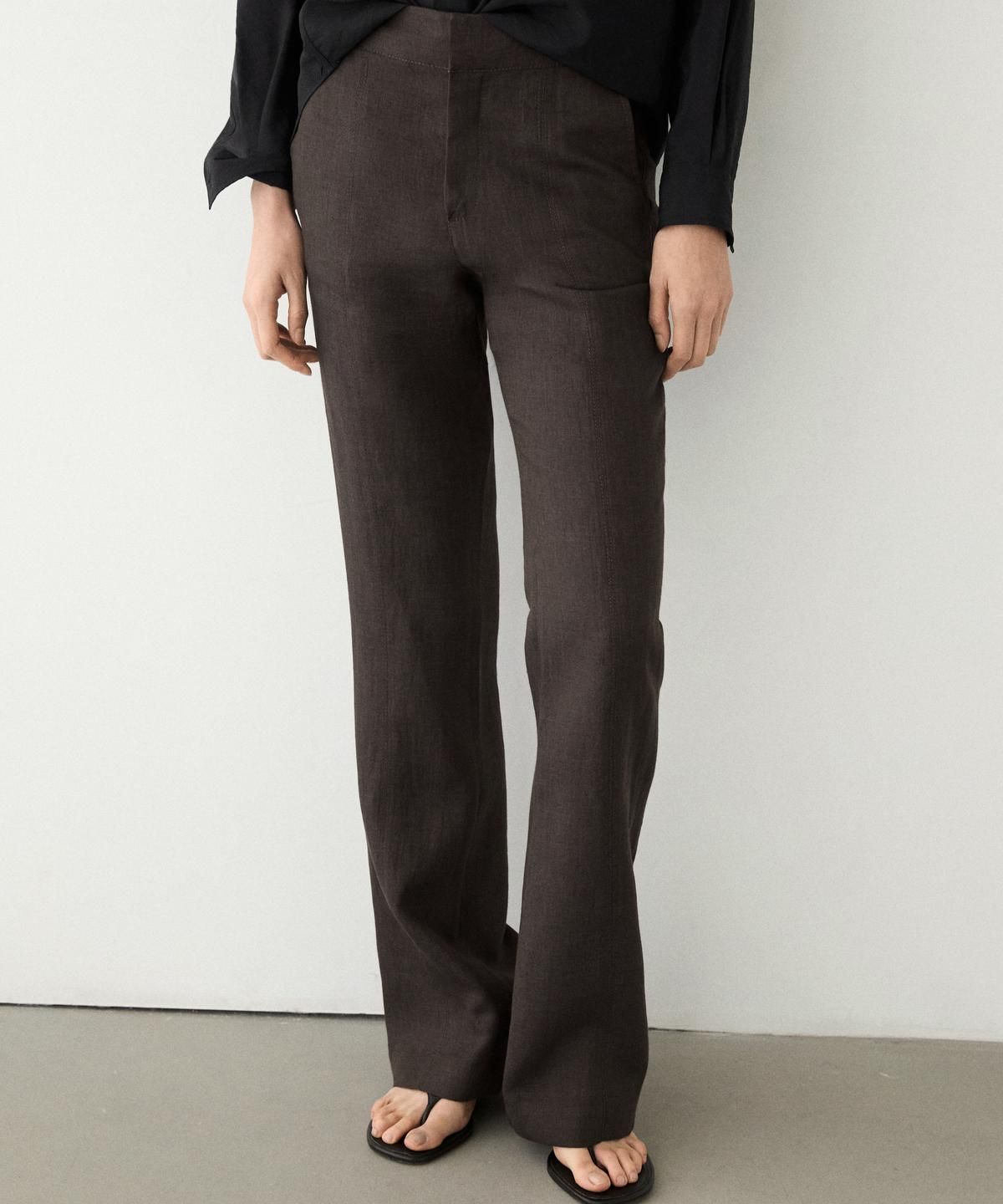 마시모두띠(MASSIMO DUTTI) 100% 린넨 킥 벨보텀 팬츠