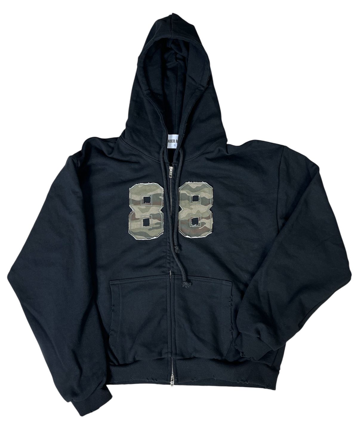스케이터락(SK8ER ROCK) Camouflage 88 Damage Sweat Hood Zip-up ((Black))