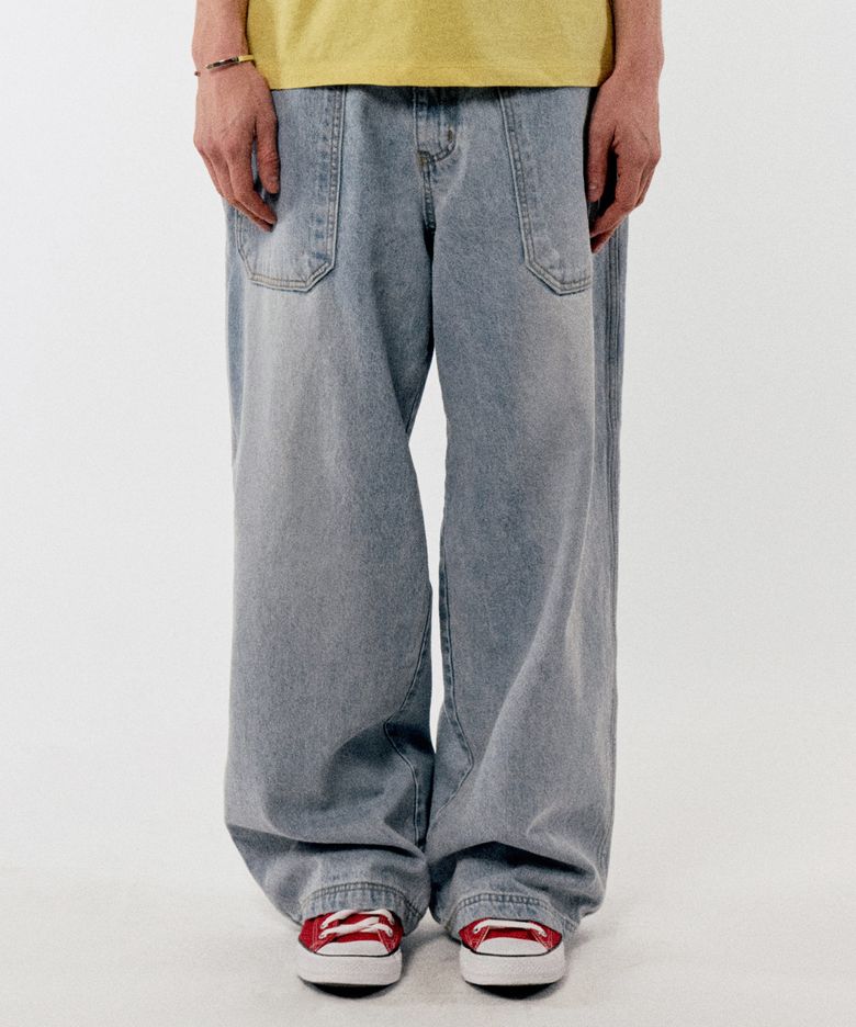 FRENCH WORK DENIM PANTS_COOL LIGHT WASH