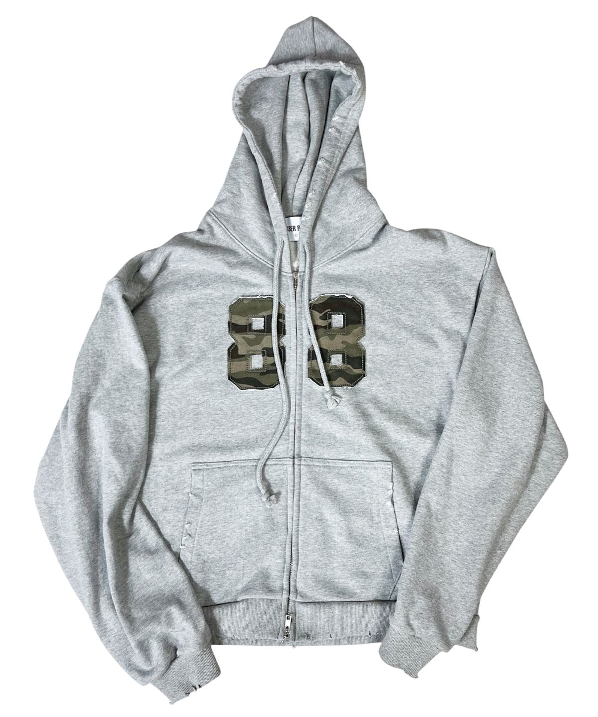 스케이터락(SK8ER ROCK) Camouflage 88 Damage Sweat Hood Zip-up ((Melange gray))