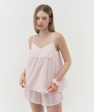 숏 시에스타 파자마 스크런치 파우치 세트 (4색상)