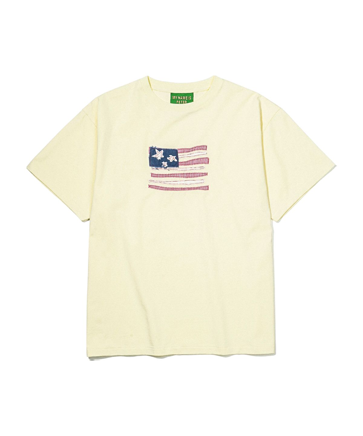 마이네임이즈피터(MYNAMEISPETER) USA FLAG APPLIQUE T-SHIRT - VINTAGE YELLOW
